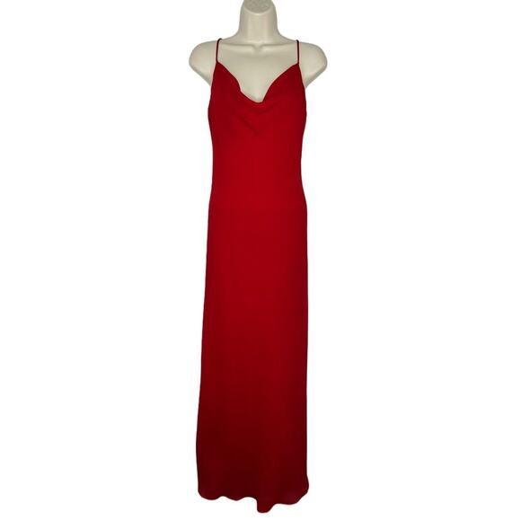 TRIO New York Dresses & Skirts - TRIO NEW YORK Vintage Red Draped Neck Chiffon Slip Maxi Dress Gown Size 8